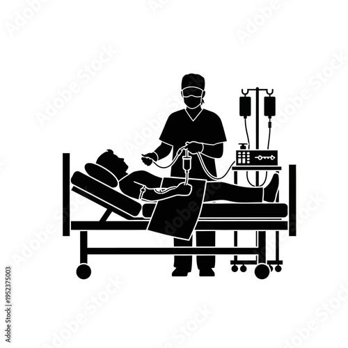 Doctor attending to hospital patient.