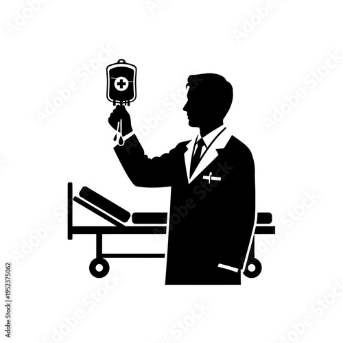 Doctor Holding Medical IV Bag.