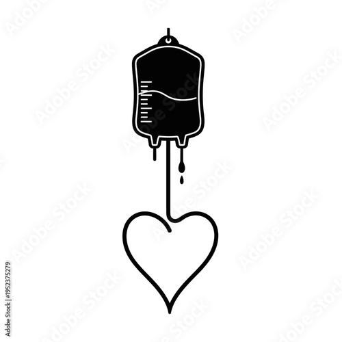 Infusion bag with heart line.