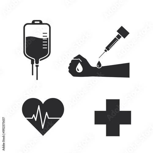 Medical symbols and health icons set.