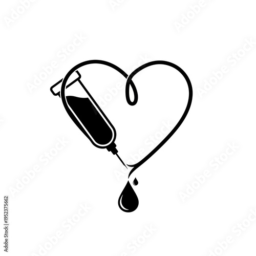 Medical Syringe with Heart Shape.