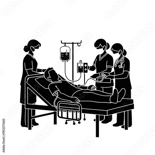 Medical team treating a patient.