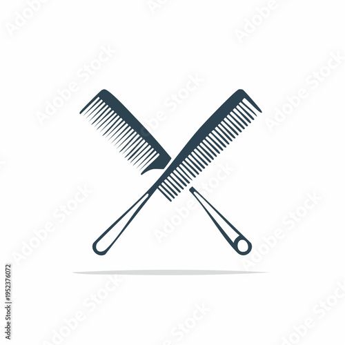Professional hair styling tools icon, featuring two crossed combs, symbolizing salon services and beauty care for a polished look