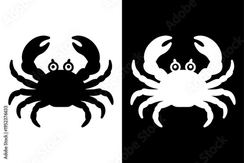 Sea Crab Silhouette Vector. Minimal Crab Icon Illustration Isolated Design