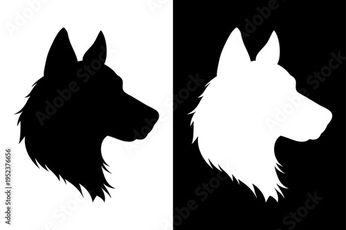 Dog Face Silhouette Vector. Modern Black Dog Head Logo Illustration