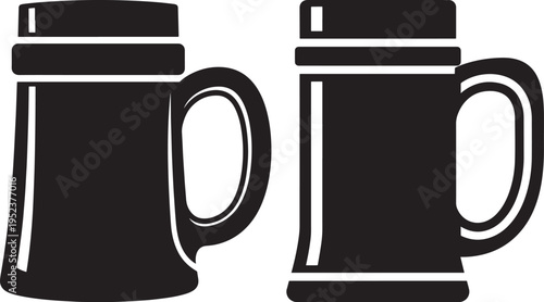 Beer mug icon silhouette, drink, beverage, container, vector graphic