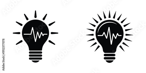 Abstract representation of a light bulb icon with a heart rate line, symbolizing innovation, health, and life-saving ideas.