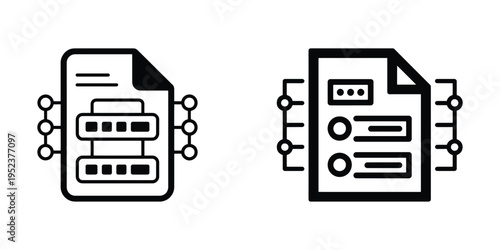 Digital document icon representing data, technology, and information processing, with connection points for connectivity.