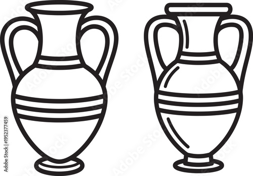 Silhouette icon of two ancient amphora vases