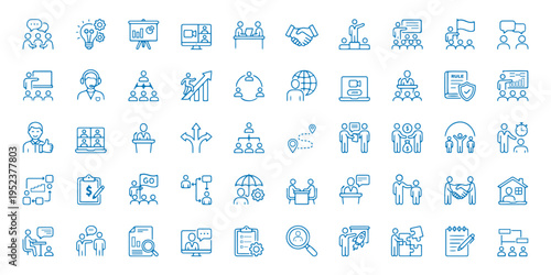Team Building icon set. Networking icon set. Collaboration, communication, connection, meeting, business relations, community, social network, relationship. Modern Community. friendship, family