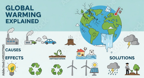 Global Warming Explained - Causes, Effects, and Solutions Visualized.