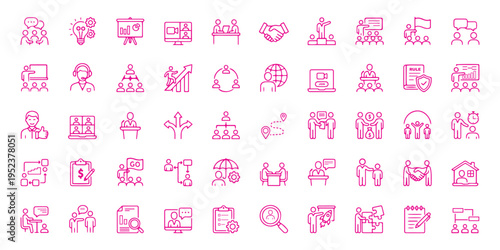 Team Building icon set. Networking icon set. Collaboration, communication, connection, meeting, business relations, community, social network, relationship. Modern Community. friendship, family