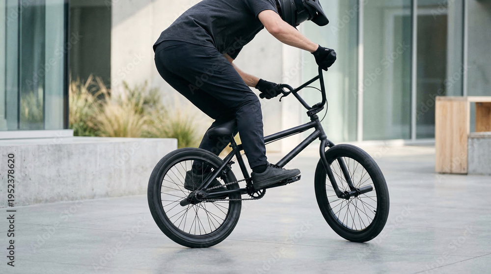 Obraz premium Rider effectuant une figure en BMX dans un espace urbain