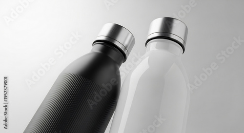 水筒 白黒でシンプルに並ぶ