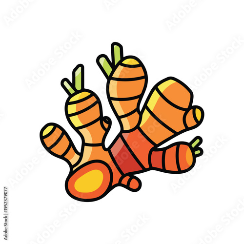 Cartoon orange carrots bunch roots.