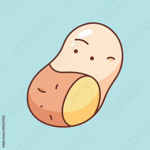 Cartoon Peanut Character with Smiling Face.