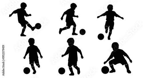 Children Soccer Silhouette: Action Shots of Kids Playing Football