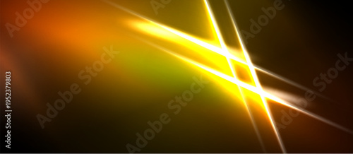 Abstract energy lines, vibrant orange, yellow hues. Dynamic light streaks create modern visual impact. Dark background emphasizes brightness.