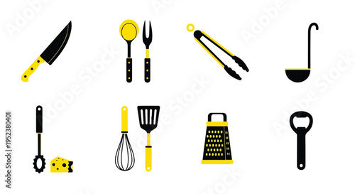 Set of 10 kitchen utensil icons vector