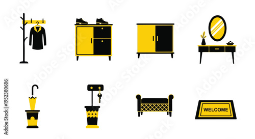 Set of 8 hotel and hospitality icons vector