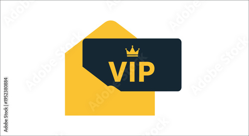 A yellow envelope displaying a black card labeled with VIP in gold