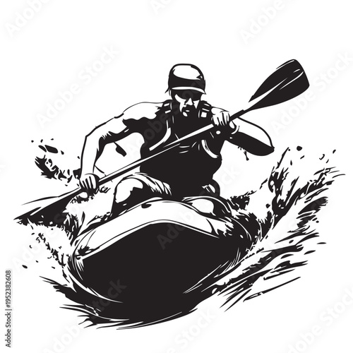 vector illustration of a rafting athlete
