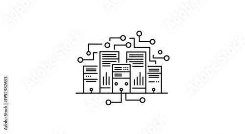 Abstract Networked Servers Data Center Technology Concept