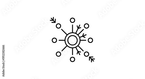 Abstract Snowflake Icon: Winter Season, Cold Weather, Snowfall, Geometric Design