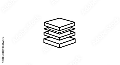 Abstract Stacked Layers Icon, Geometric Shapes, Minimalist Design, Data Layers Concept
