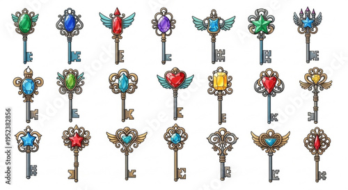 set of colorful flowers