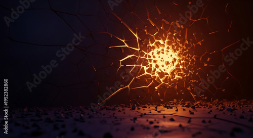 オレンジ色の壁の破壊