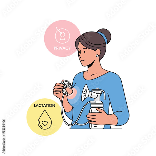 Woman using breast pump for lactation and privacy.