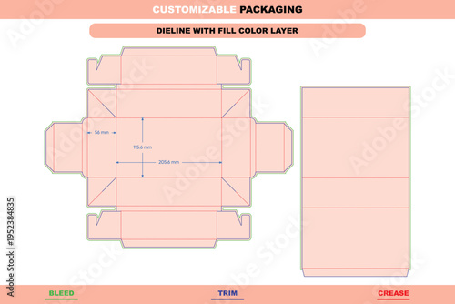 Gift box sleeve pack dieline drawer style editable carton template packaging customizable mockup layout folding professional stylish branding setup accurate die line details