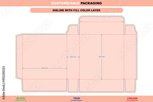 Tuck end boxes dieline custom dimensions back open packaging template editable elegant carton production ready printable customizable die line for packaging use
