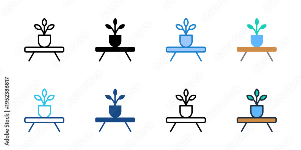 Fototapeta premium Table centerpiece icons set multiple style collection. Editable stroke 