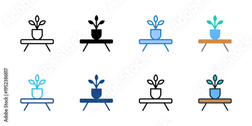 Table centerpiece icons set multiple style collection. Editable stroke 
