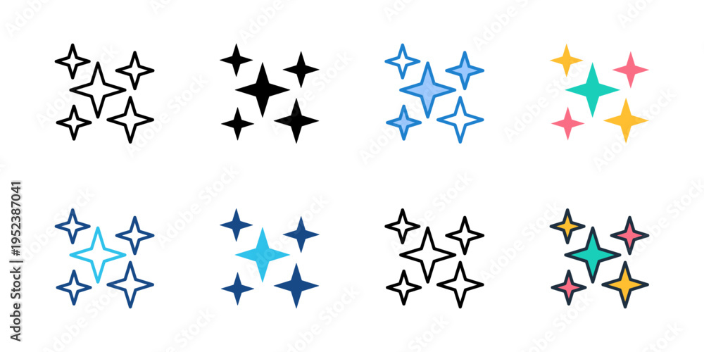 Fototapeta premium Glitter icons set multiple style collection. Editable stroke 