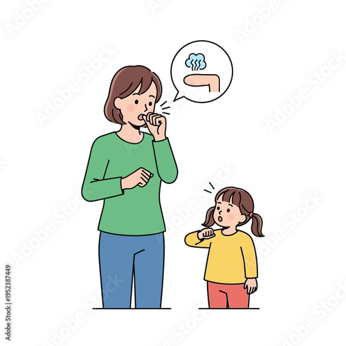 Mother and daughter practicing good oral hygiene together.