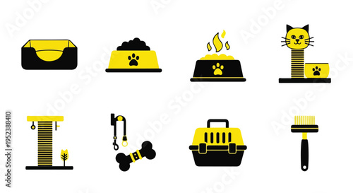 Set of 8 pet care icons vector