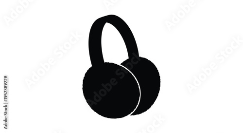 Black earmuffs displayed against a white background a stark silhouette