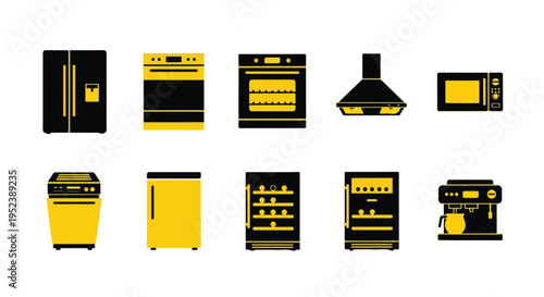 Set of 10 kitchen appliance icons vector