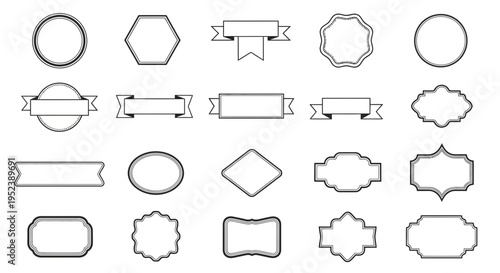 Collection of Decorative Vintage Frames and Banners - Blank Labels and Emblems