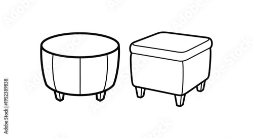 Two ottoman designs presented in a clean graphic silhouette