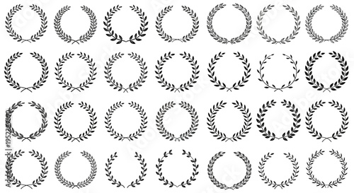 Collection of Laurel Wreaths Icons, Decorative Elements for Awards, Achievements, and Success