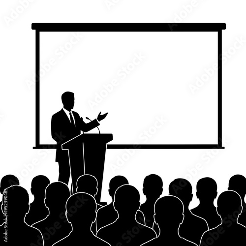 Businessman Giving Presentation to Audience.