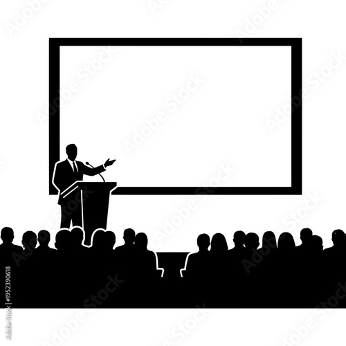 Speaker at Podium Addressing Audience in Conference.