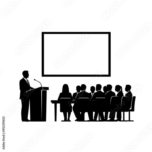 Businessman presenting to a group of people.