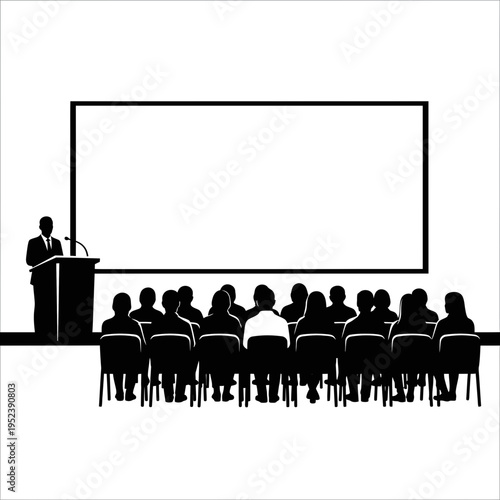 Businessman Giving Presentation to Audience in Meeting.