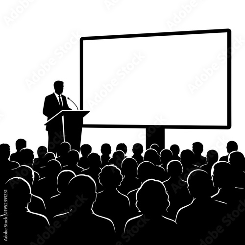 Man presenting to a large audience.
