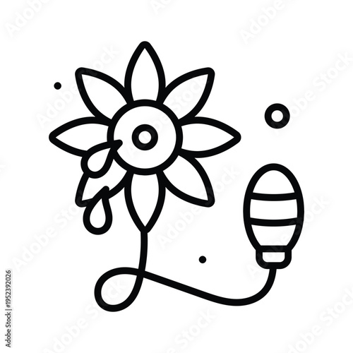 Editable line icon of squirting flower classic clown prank